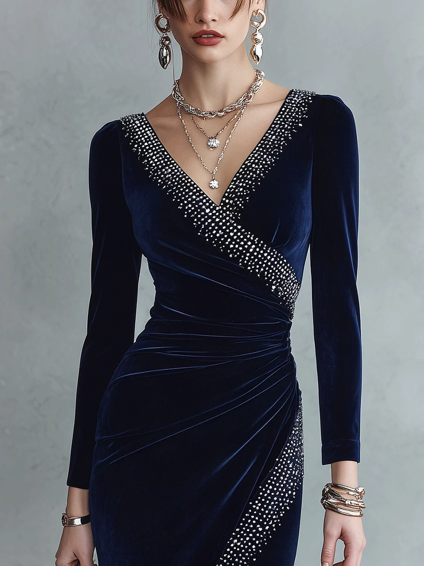 Flaminia | Velvet Wrap Midi Dress
