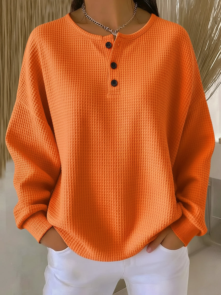 Vincenza | Textured Henley Sweatshirt