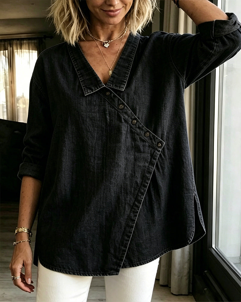 Veronica | Denim Button Up Blouse