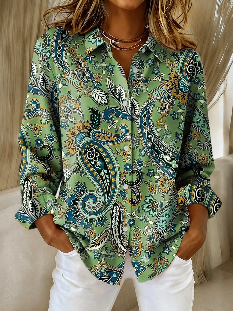 Katarina | Paisley Print Button Up Blouse
