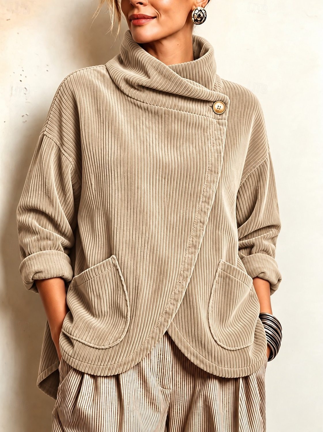 Julienna | Asymmetric Wrap Corduroy Cardigan