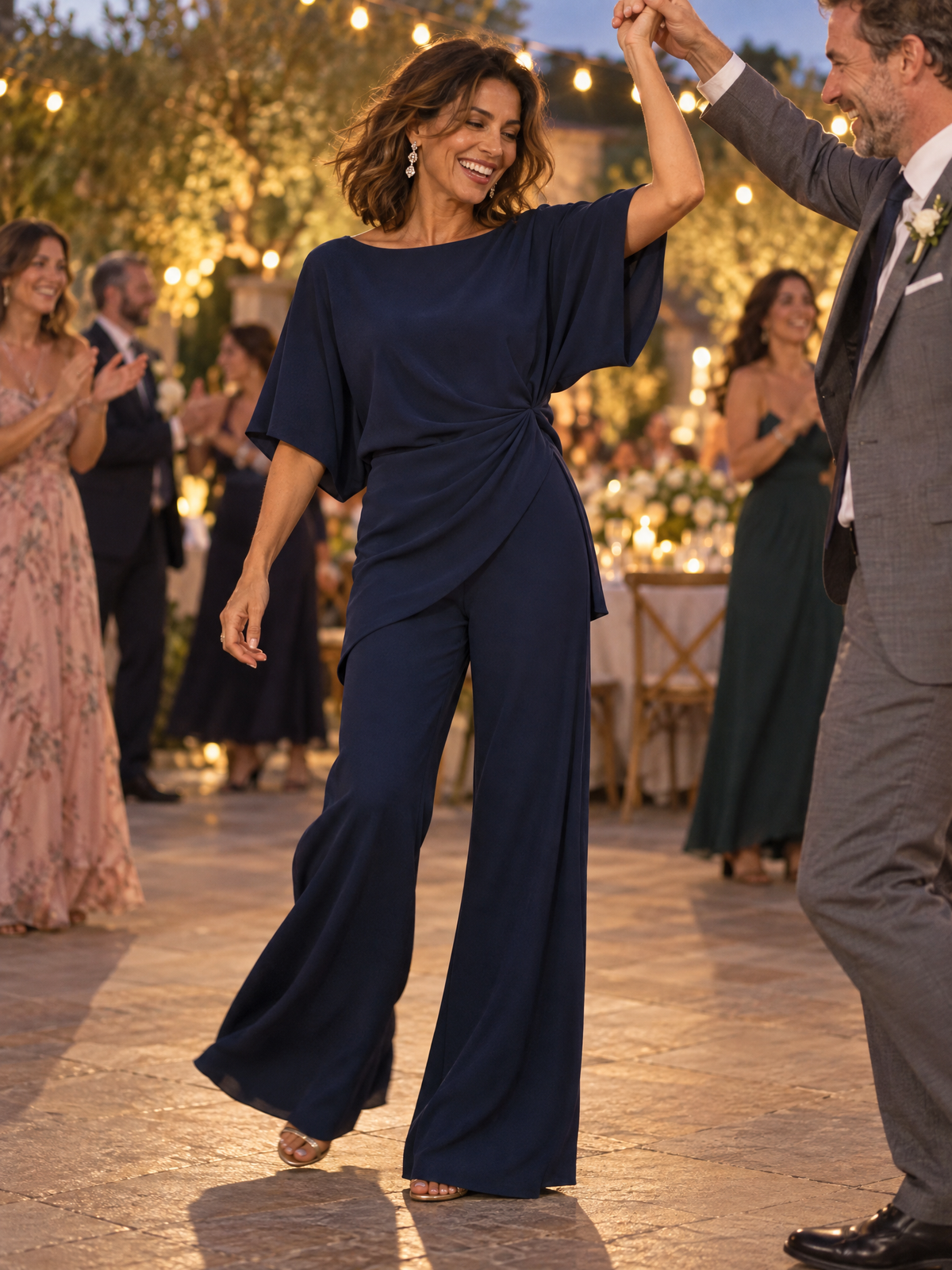 Loretta | Draped Blouse & Wide-Leg Pants Set