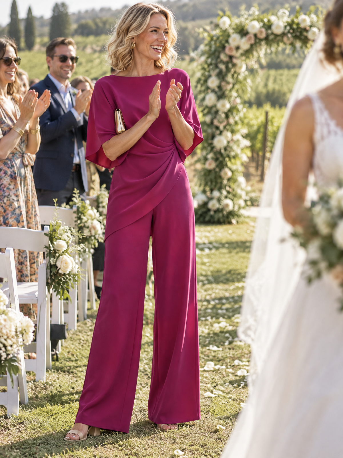 Loretta | Draped Blouse & Wide-Leg Pants Set