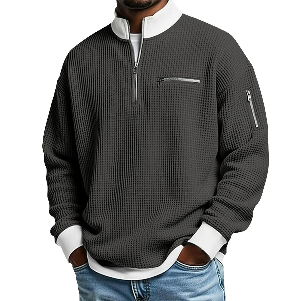Keegan | Textured Quarter Zip Sweater