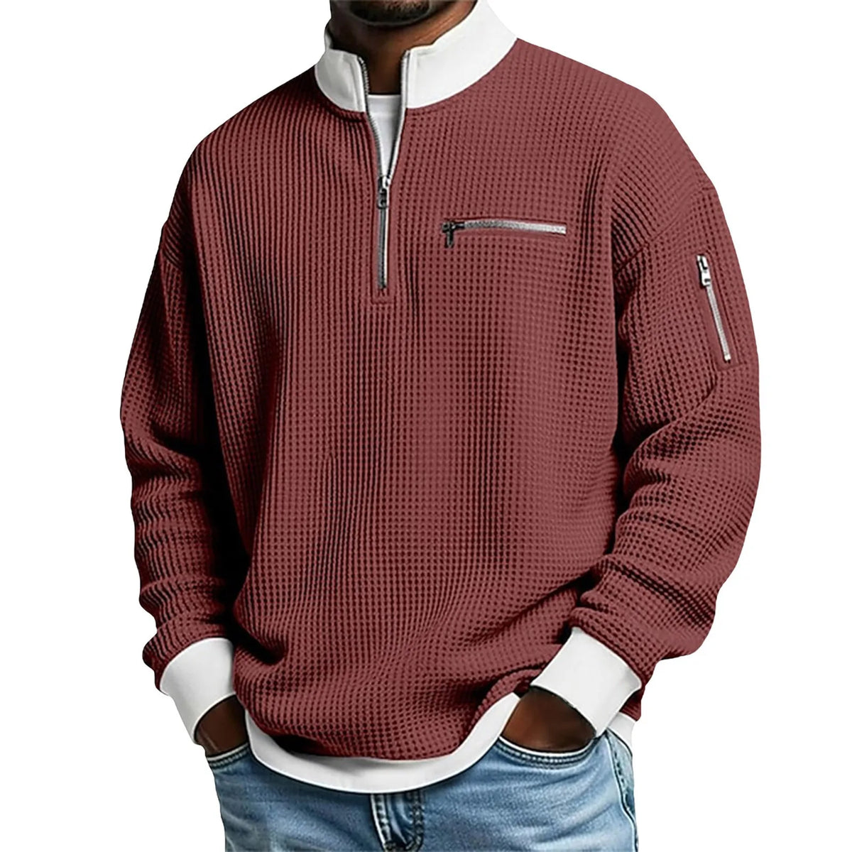 Keegan | Textured Quarter Zip Sweater