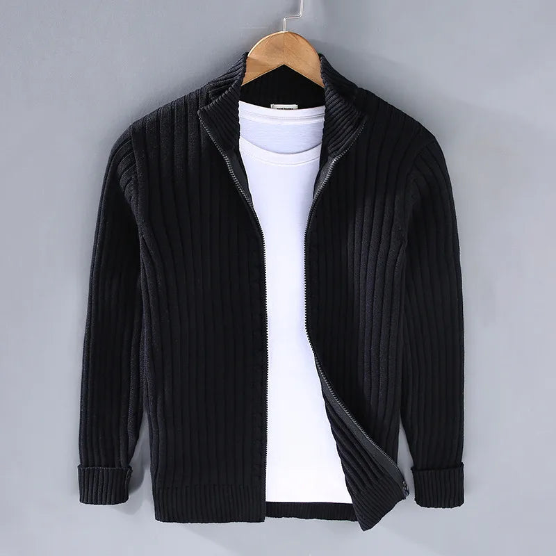 Beckford | Ribbed Stand Collar Cardigan