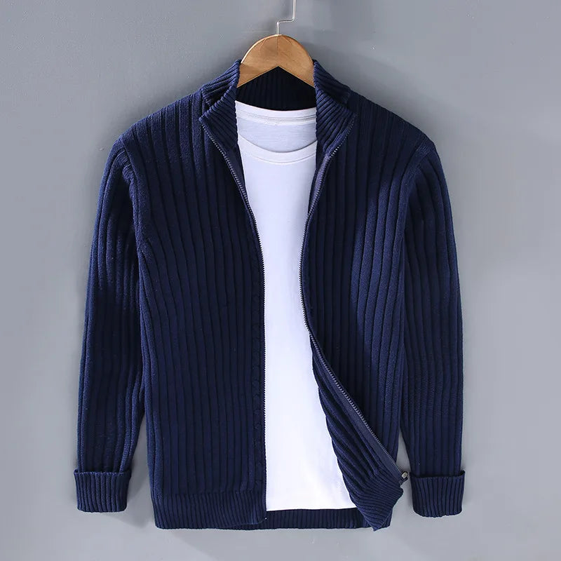 Beckford | Ribbed Stand Collar Cardigan