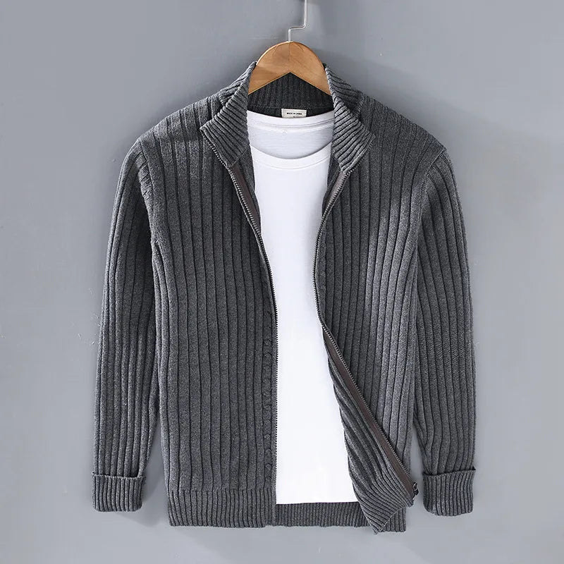 Beckford | Ribbed Stand Collar Cardigan