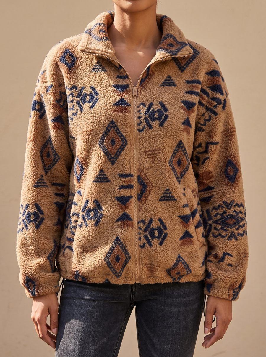 Roanne | Camel Aztec Sherpa Bomber