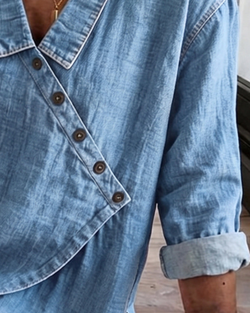 Veronica | Denim Button Up Blouse