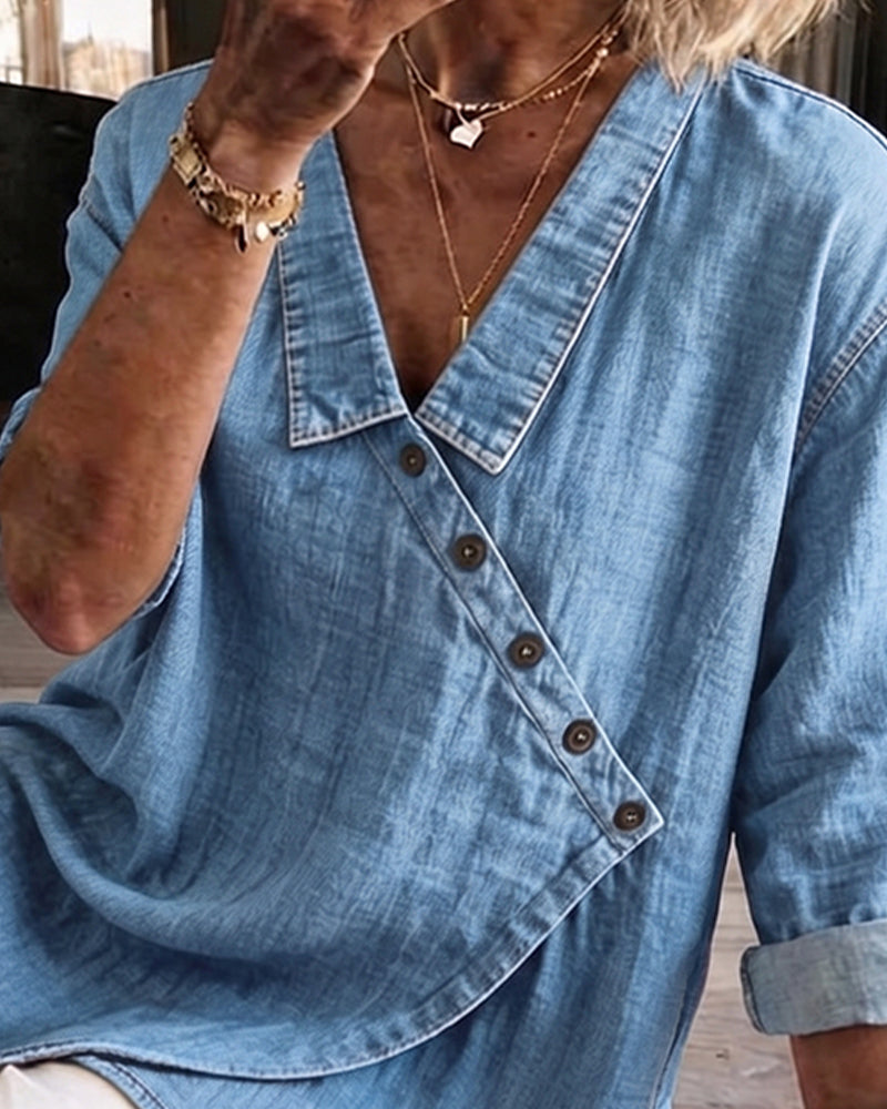 Veronica | Denim Button Up Blouse