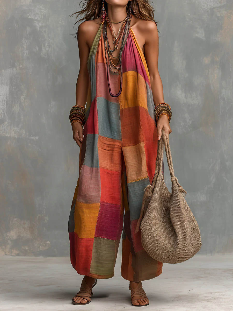 Rowena™ | Patchwork Halter Jumpsuit