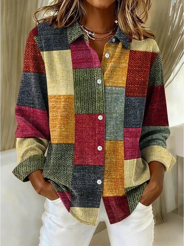 Merritt | Vintage Patchwork Button Front Blouse