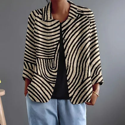Hazel | Striped Open Front Blazer