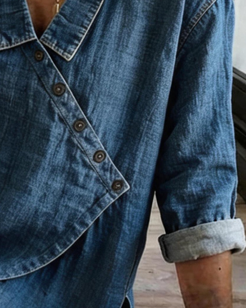 Veronica | Denim Button Up Blouse