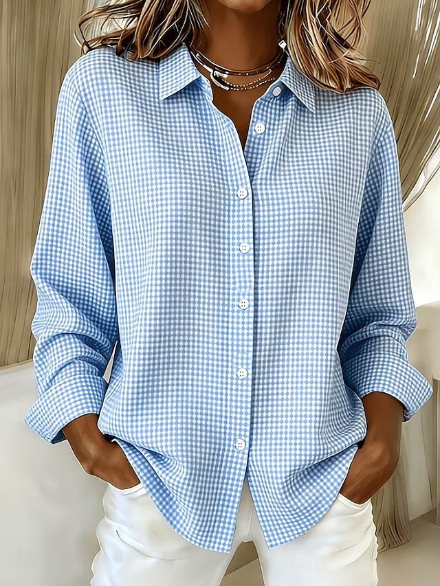 Hillrose | Relaxed Gingham Button Front Blouse