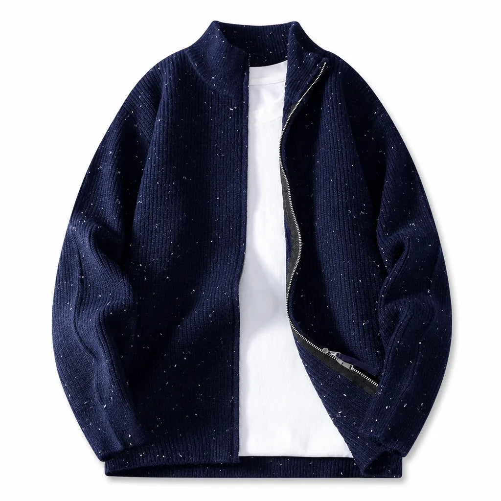 Reginald | Full Zip Textured Knit Cardigan