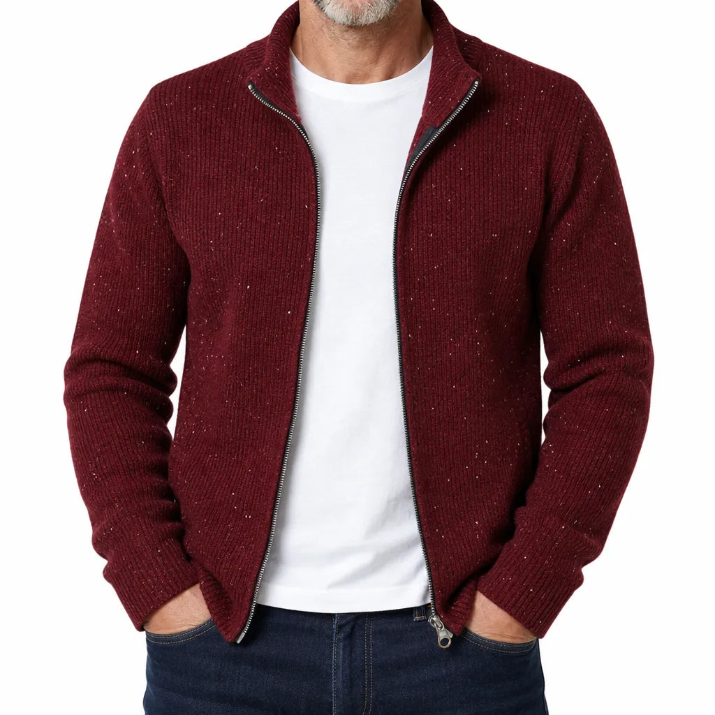 Reginald | Full Zip Textured Knit Cardigan