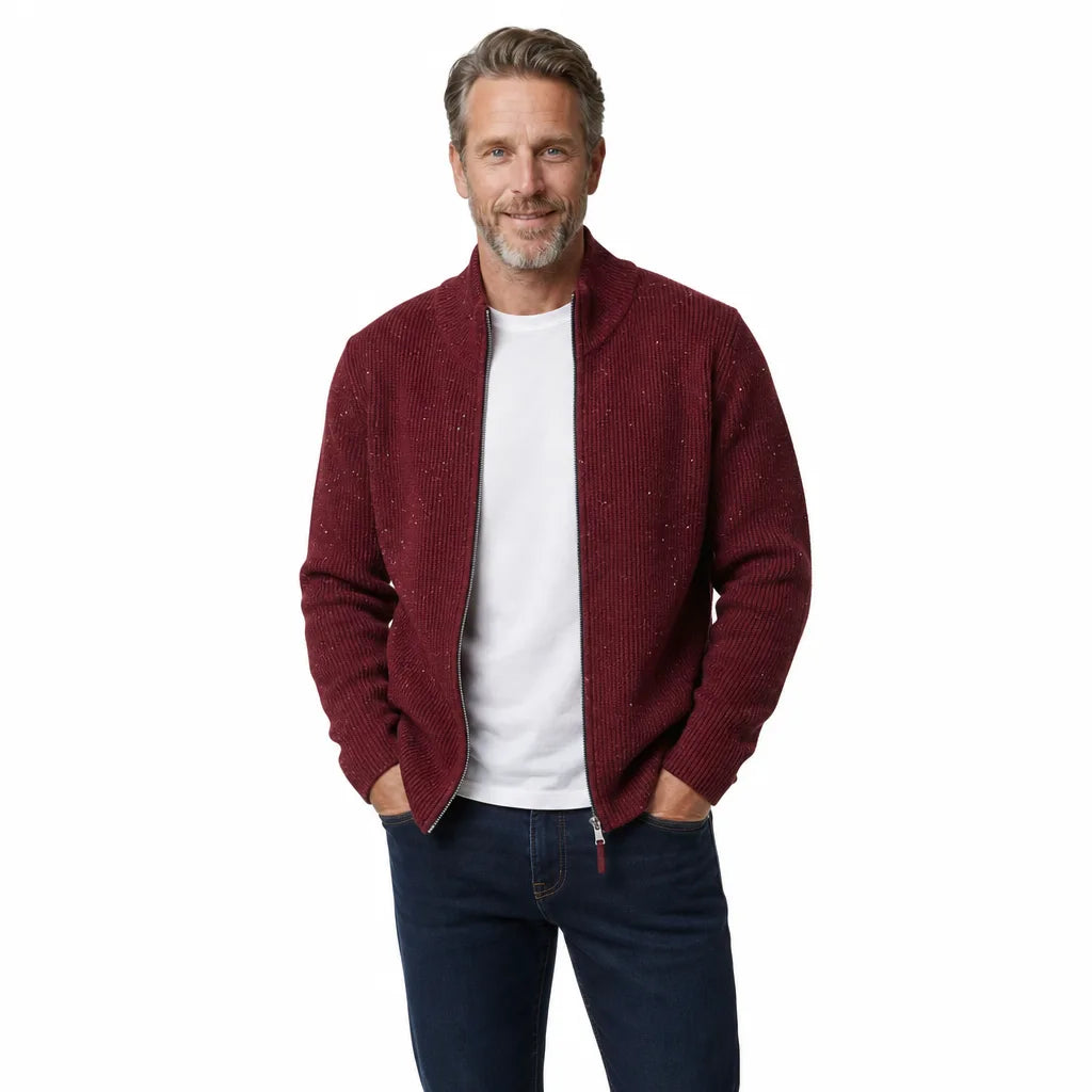 Reginald | Full Zip Textured Knit Cardigan