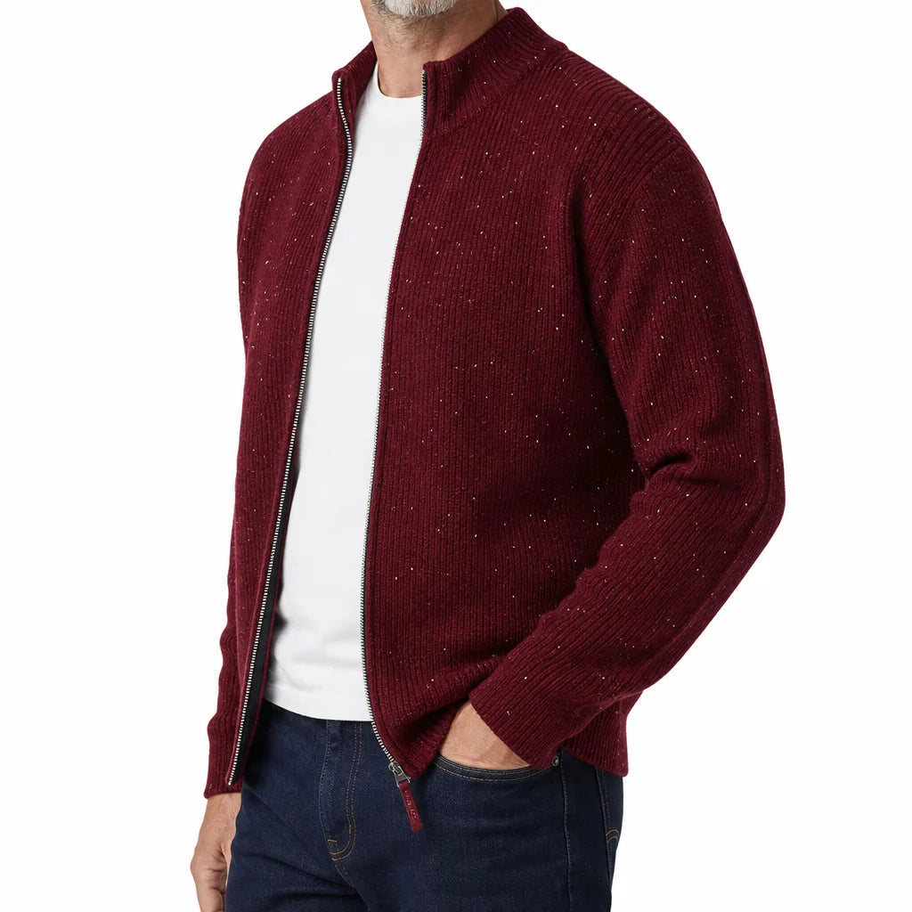 Reginald | Full Zip Textured Knit Cardigan