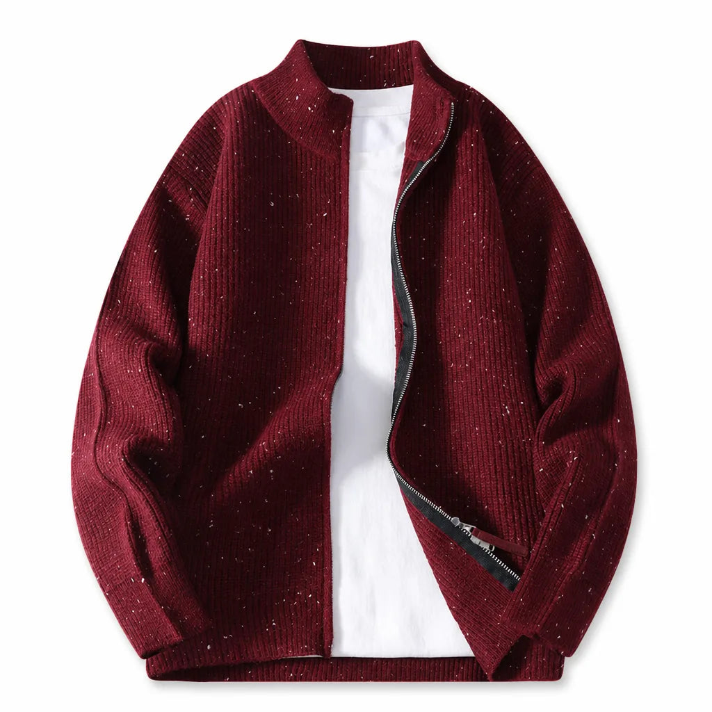 Reginald | Full Zip Textured Knit Cardigan