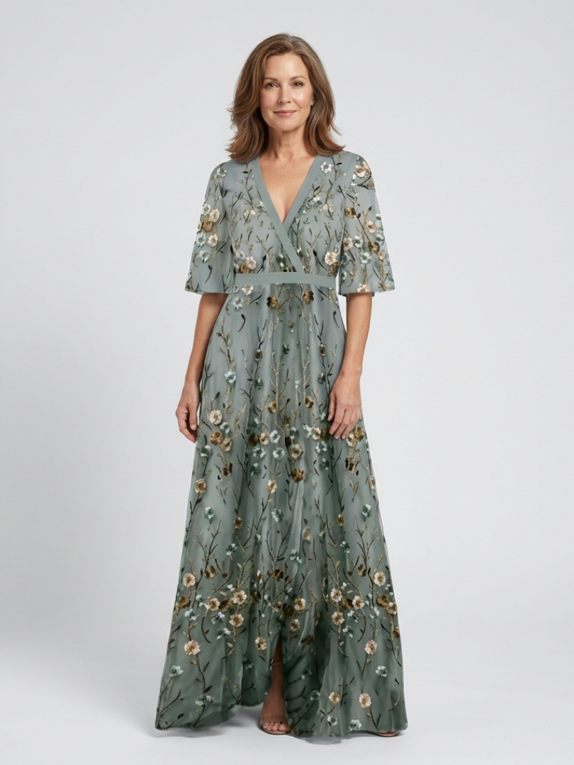 Evadne | Floral V-Neck Maxi Dress