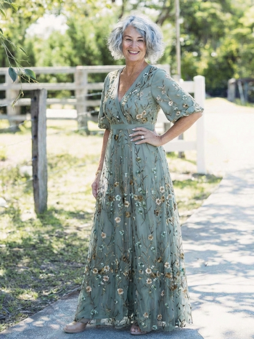 Evadne | Floral V-Neck Maxi Dress