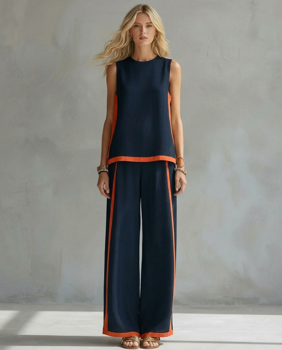 Ursula | Two Tone Vest and Pants Set