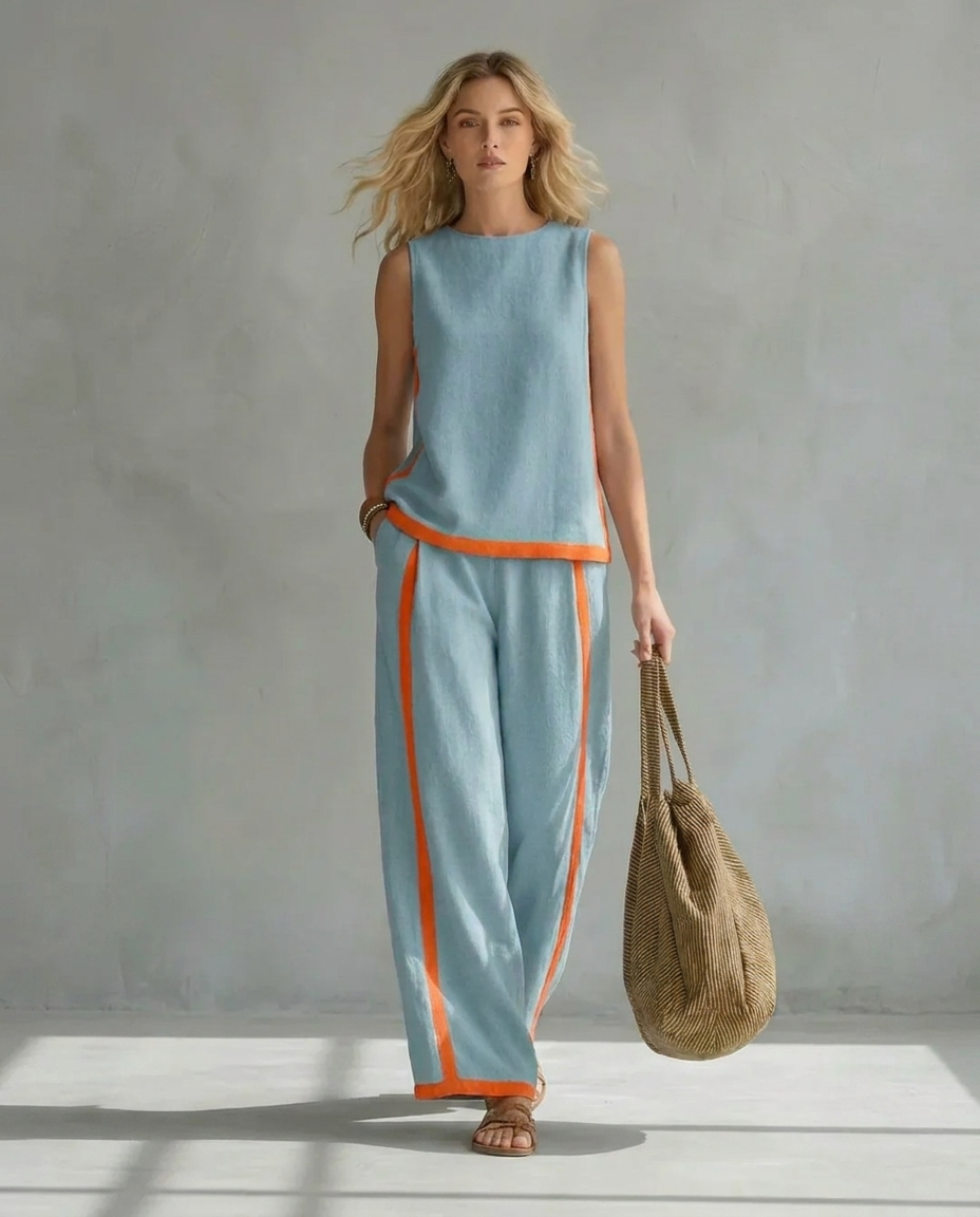 Ursula | Two Tone Vest and Pants Set