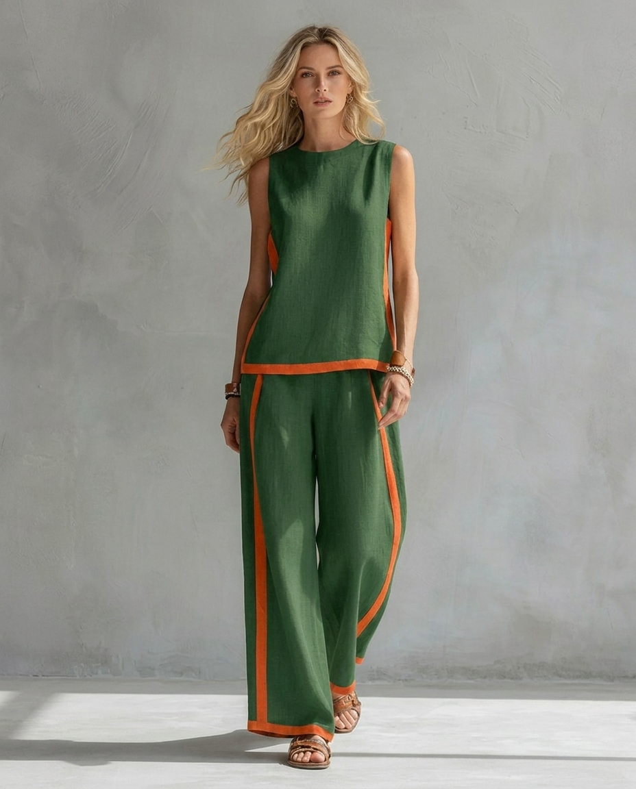 Ursula | Two Tone Vest and Pants Set