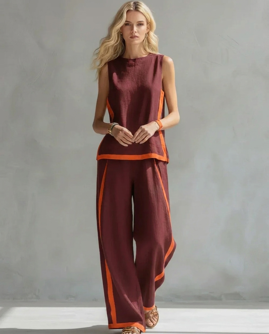 Ursula | Two Tone Vest and Pants Set