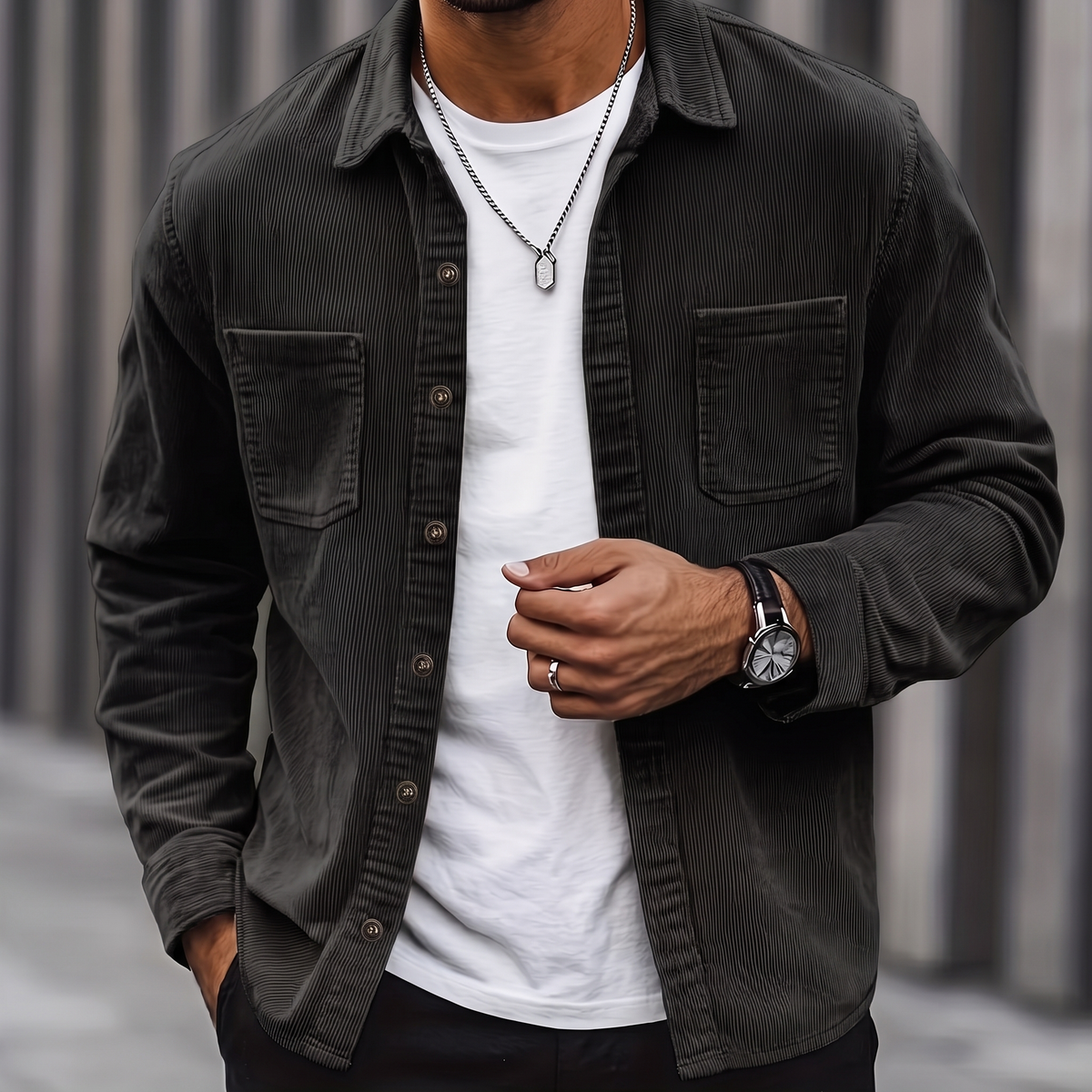 Brooks | Ribbed Textured Overshirt