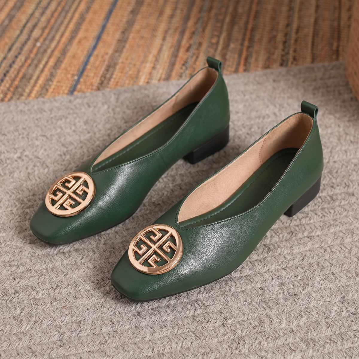 Orchard | Leather Square-Toe Flats
