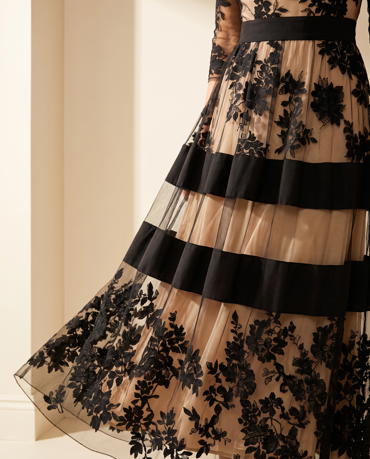 Josephine | Black Lace Midi Dress