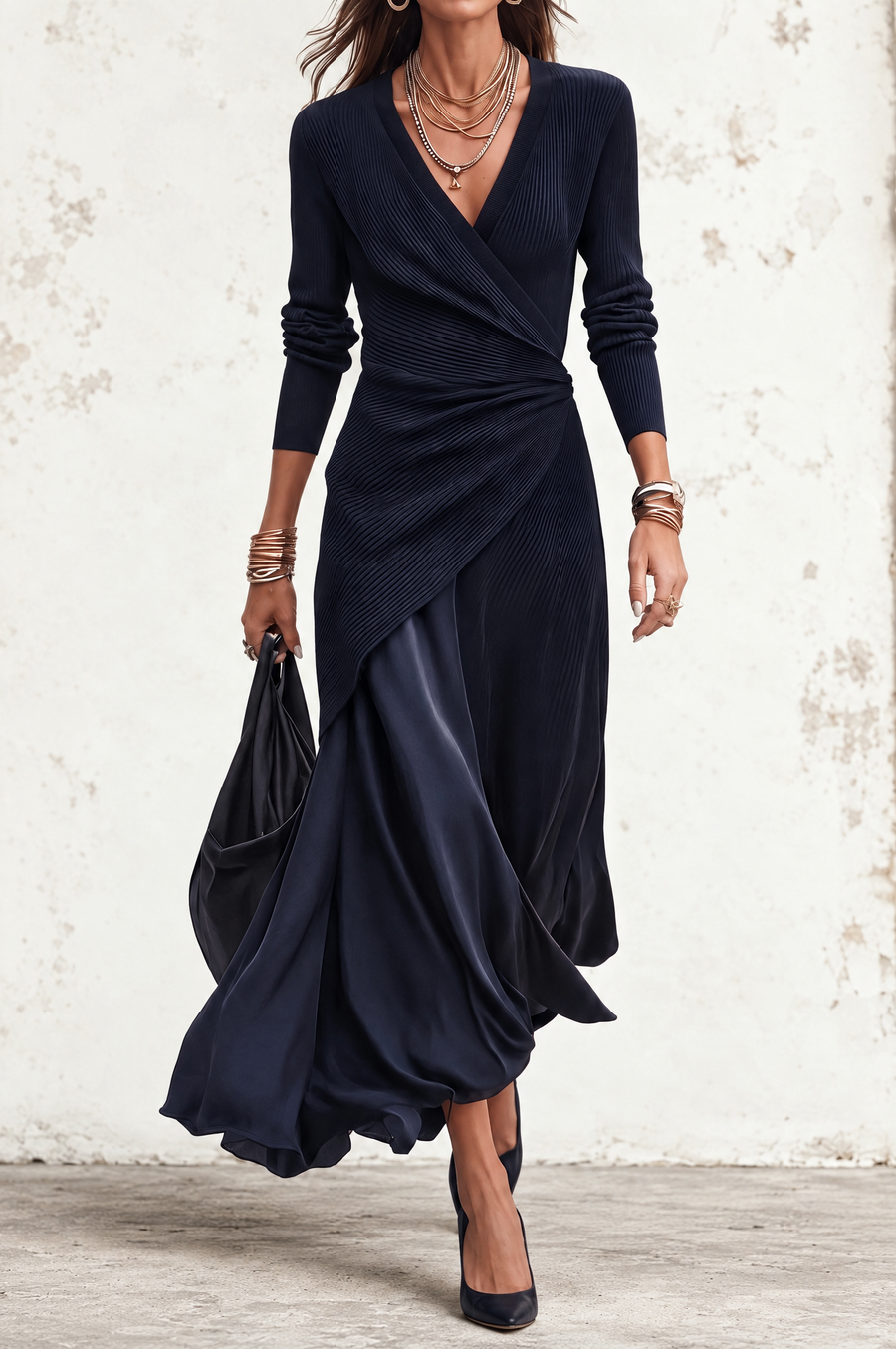 Olimpia | Asymmetric V-Neck Maxi Dress