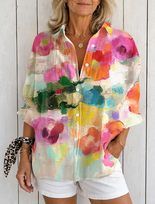 Elara | Watercolor Dreams Blouse - Multicolor