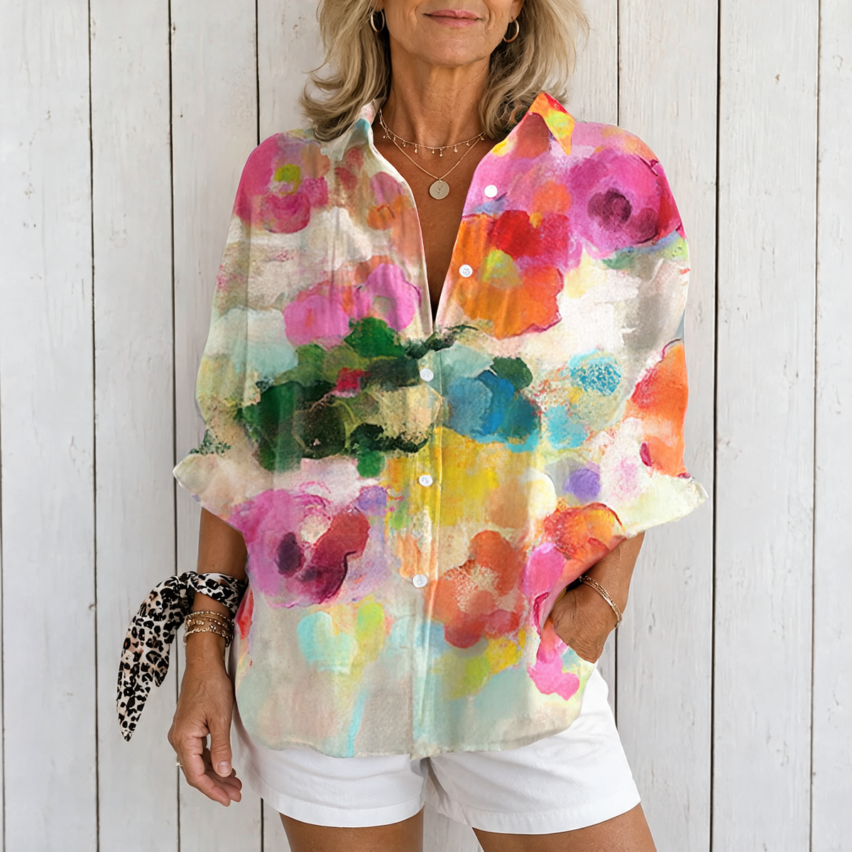 Elara | Watercolor Dreams Blouse - Multicolor
