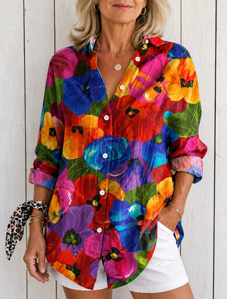 Anita | Vibrant Artistic Button-Up Blouse - Multicolor