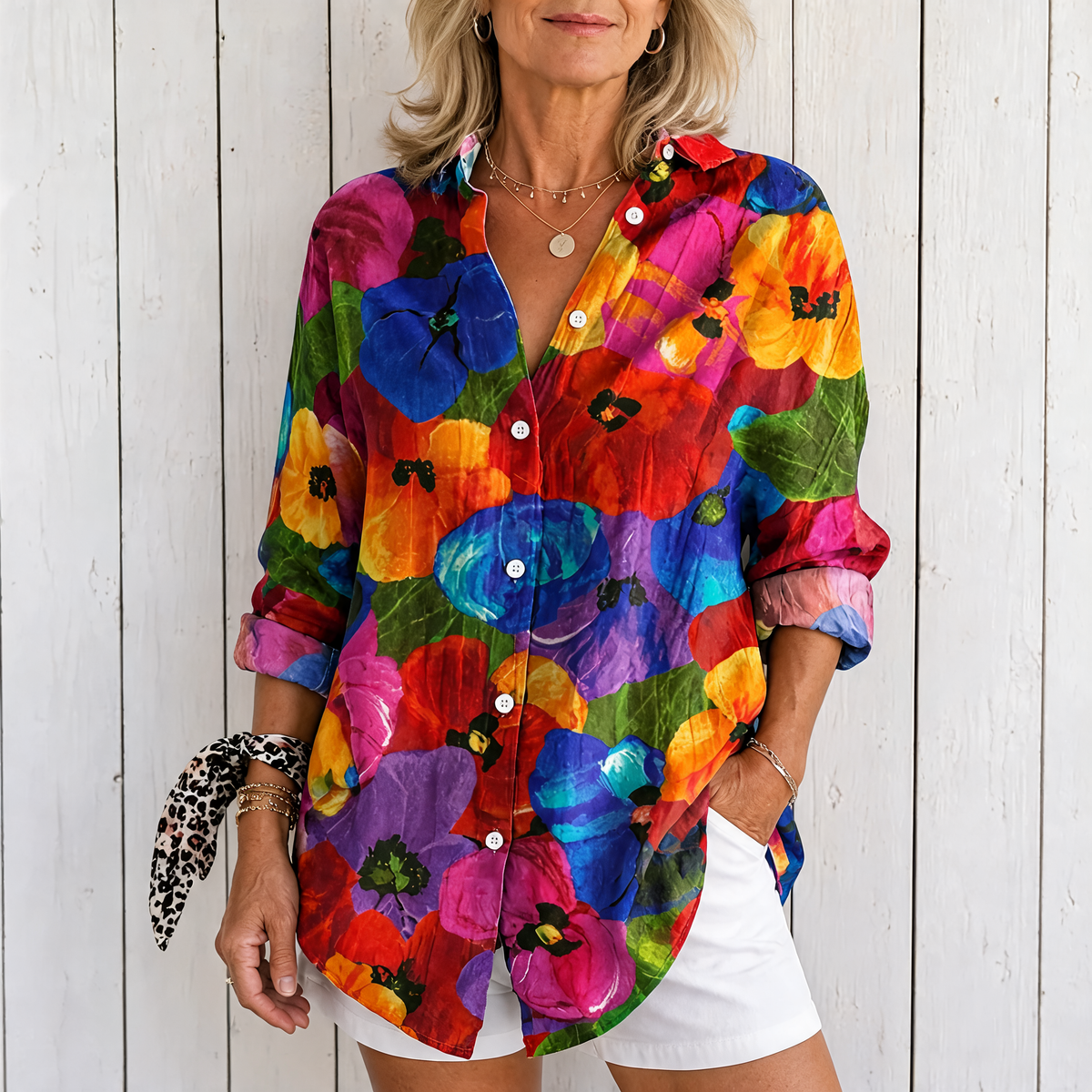 Anita | Vibrant Artistic Button-Up Blouse - Multicolor