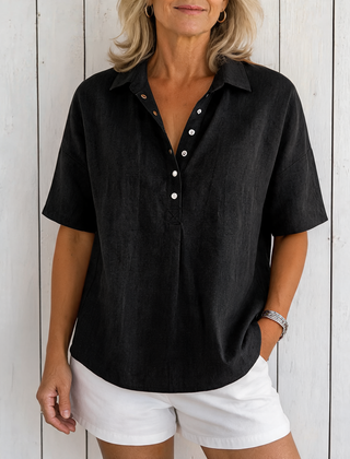 Ava | Collared Button Blouse - Black