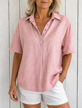 Ava | Collared Button Blouse - Pink