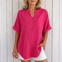 Emma | Casual Short Sleeve Blouse - Pink