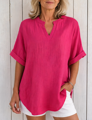Emma | Casual Short Sleeve Blouse - Pink