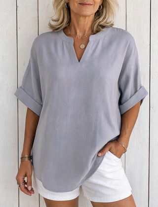 Emma | Casual Short Sleeve Blouse - Gray