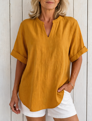 Emma | Casual Short Sleeve Blouse - Yellow