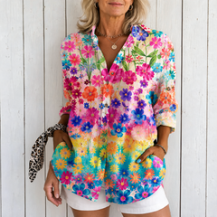 Valeria | Vibrant Artistic Button-Up Blouse - Multicolor 1