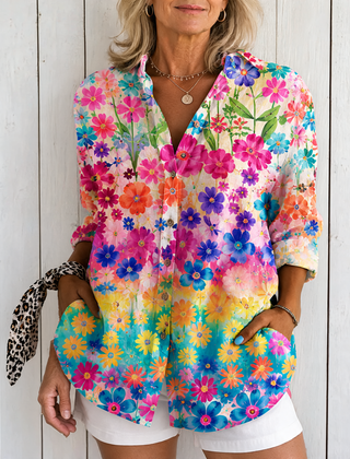 Valeria | Vibrant Artistic Button-Up Blouse - Multicolor 1