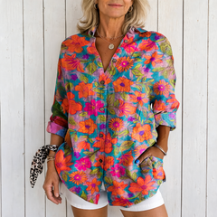 Valeria | Vibrant Artistic Button-Up Blouse - Multicolor 4