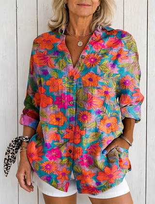 Valeria | Vibrant Artistic Button-Up Blouse - Multicolor 4