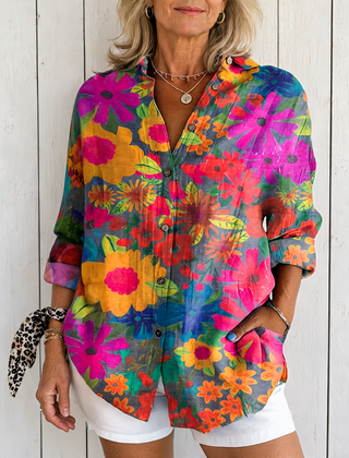 Valeria | Vibrant Artistic Button-Up Blouse - Multicolor 2